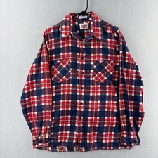 Vintage 80s Dickies Flannel Shirt Mens Medium Printed 100 Cotton Button Up
