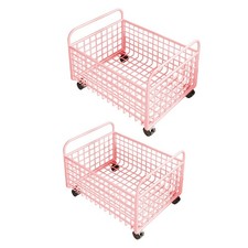 Rolling utility cart, wire mesh storage bin under the desk, storage basket for