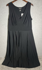 Lane Bryant Tank Dress Women 14/16 Black Polyester Spandex 1X Made in USA