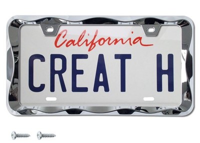 Creathome 3D Curly Wave Pattern Chrome License Plate Frame from Pure Zinc Alloy
