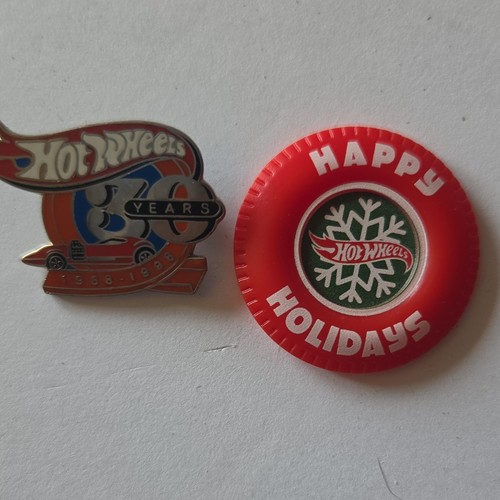 Hot Wheels 30 & 50 Years Anniversary Pinbacks Happy Holidays Collectible Lot