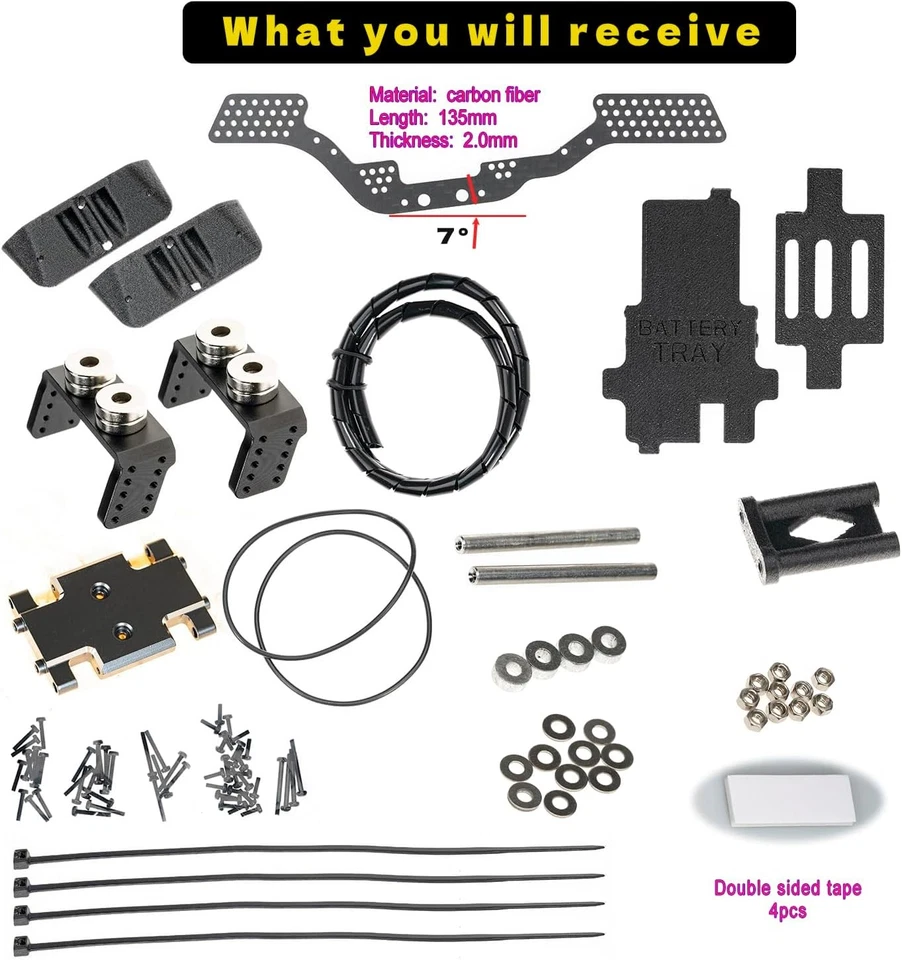 RampCrab Carbon Fiber Chassis Kit for SCX24, 7° 3 x 0.2 x 3 inches, black - Image 4 of 4