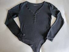 Abercrombie Fitch Women s Black Long Sleeve Henley Bodysuit Snap Stretch S