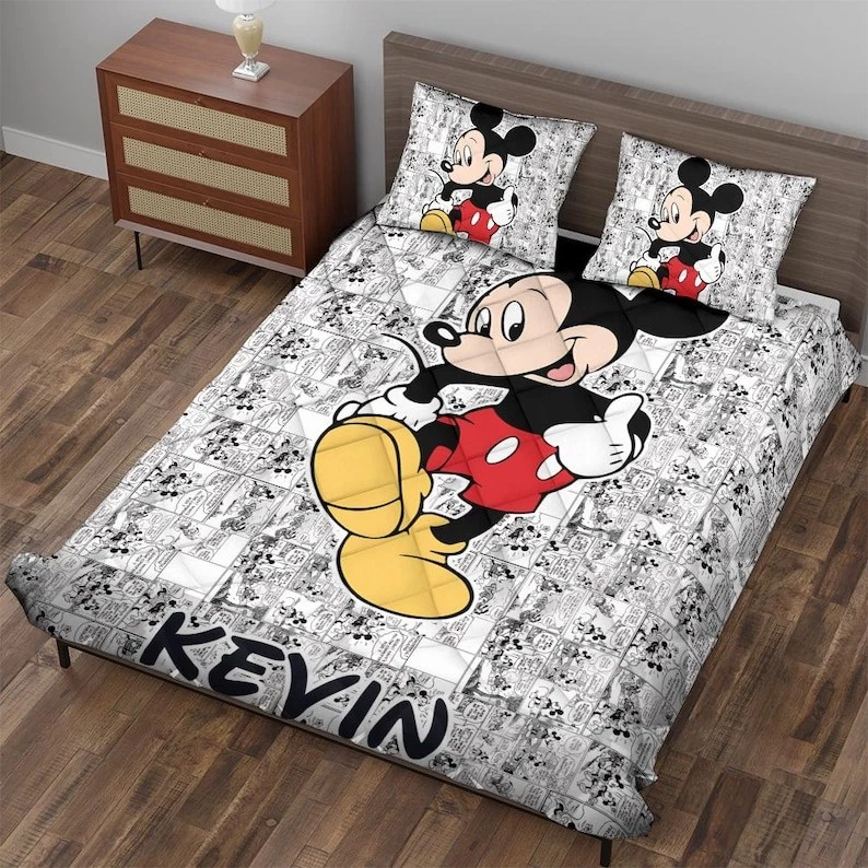 Personalized Cute Mickey Mouse Comics Cartoon Mouse Gift For Fan Quilt Bed Set