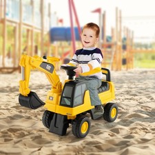 Kids Ride-On Excavator Toy Simulated Construction Digger with Seat Storage
