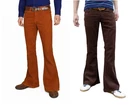 Men's Retro Bell Bottoms Pants | Brown Corduroy Flares | 60s 70s Mod Hippie Cut