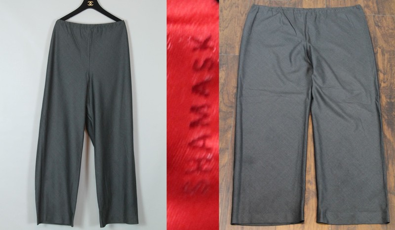 SHAMASK USA Gray Wool Silk Pull-On Modern Minimalist Wide Leg Slacks PANTS 3