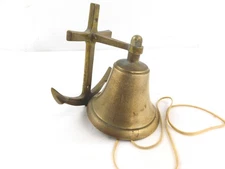 VTG Brass Ship Bell & Anchor Wall Mount Nautical Dinner Bell Doorbell Decor