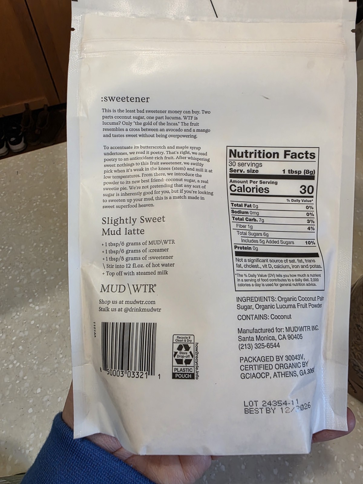 MUD\WTR Coconut Palm Sugar Lucuma Sweetener Organic Low Cal 30 Servings Sealed