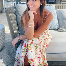 Great Jones White Floral Midi Slip Dress XXL Vacation Cottage Party Satin $300