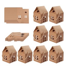 30 Pcs House Shaped Candy Boxes Kraft Paper Gift Boxes Wedding Favor Boxes Candy