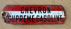 Vintage CHEVRON SUPREME GASOLINE Gas Pump Oil Can Tag - Porcelain - sign - 5"