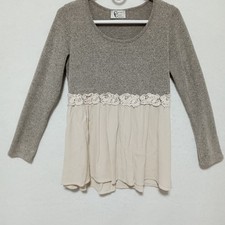 Vintage Christian Caliendo Women's Top Size S Boho Blouse Cream Gray Made In USA