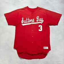 Vintage 70s 80s Suttons Bay Michigan Baseball Jersey Men's Large Red Made in USA