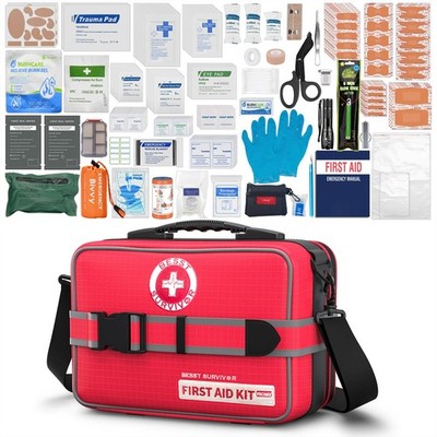 Upgrade Comprehensive Premium First Aid Kit, Labeled Compartments Trauma Kits...