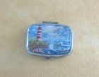New Lighthouse on the Shore w/2 Compartment Travel Pill Box Convenient Lovely — photo 1