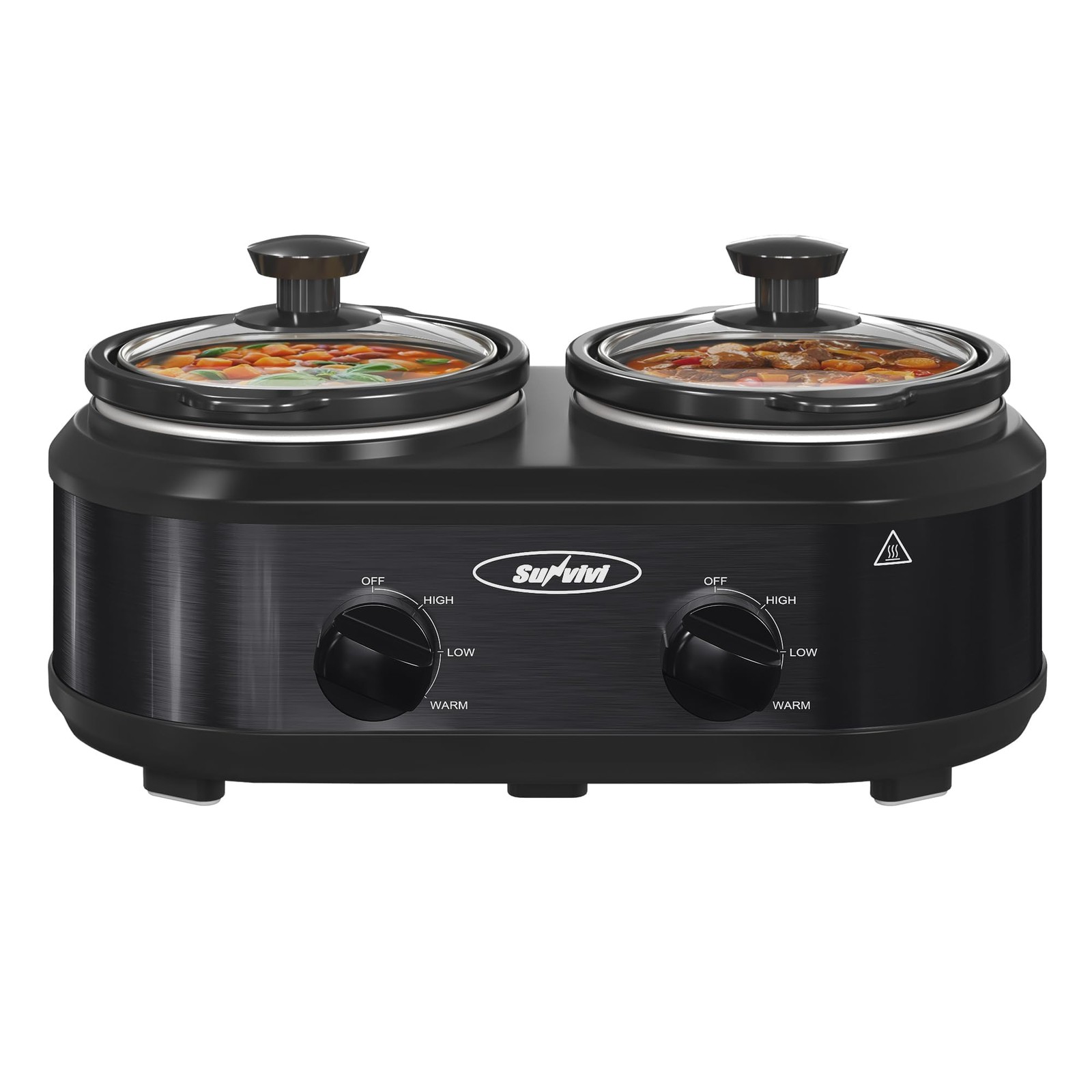 Sunvivi Double Slow Cooker,2 Pot Small Mini Crock Buffet Ser