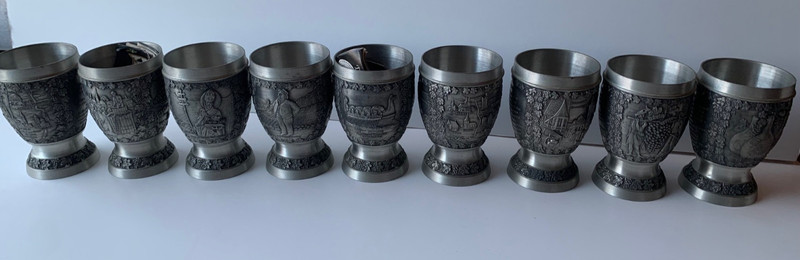 Vintage German Zinn Becker Pewter Goblets Set