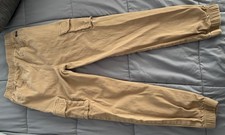 Boys 10-12 Cargo Pants Joggers khaki elastic waist