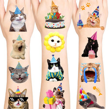 96PCS Cat Individually Wrapped Tattoos, Cat Temporary Tattoos, Animal Stickers W