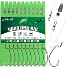 Dovesun 10/5PCS Ready Tied Carolina Rig Kit for Bass Fishing Catfish Rig Catfish