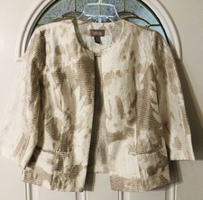chicos size 1 jackets women Light Weight Cream Tan Linen Blend