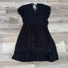 NWT Hale Bob Black Lace V Neck Mini Dress Boho Chic Gothic Small