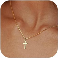Cross Necklace for Women Trendy 14K Dainty Gold Silver Plated Pendant...