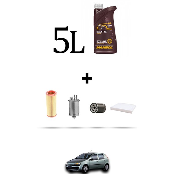 Hoffcar Servicekit 4 Filter Und 5L ÖL FüR Fiat Punto II 1.9 D 44Kw Ab 1999-image