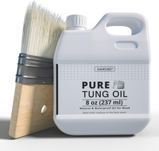 8Oz 100 Pure Tung Oil for Wood Outdoor with Brush, Safe Food Grade Tung Oil for