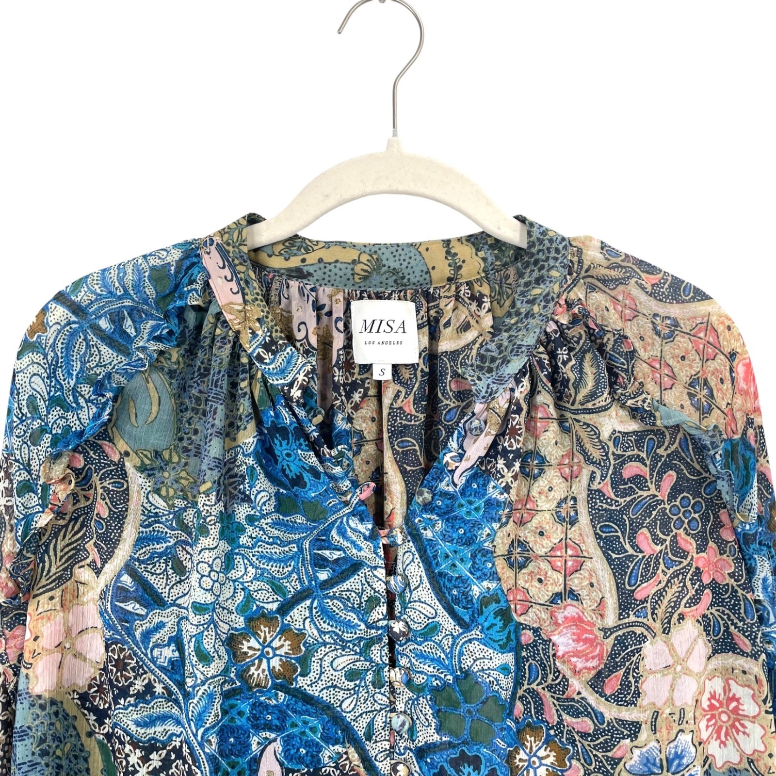 MISA Karan Patchwork Chiffon Button-Front Top blo… - image 3