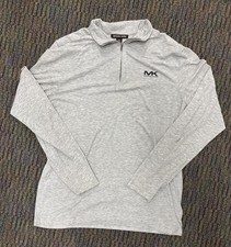 Michael Kors Mens White Long Sleeve Quarter-Zip Pullover Sweater Size Large