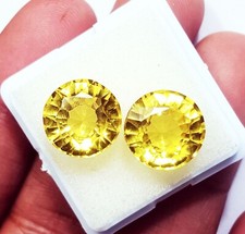 Round Cut Natural Yellow Sapphire Pair 8 to 10 Ct Certified Loose Gemstone H215