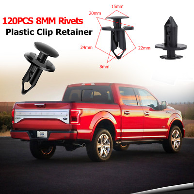 120PCS 8mm Bumper Clip Auto Car Hole Retainer Rivets Fastener Fender Push Pin