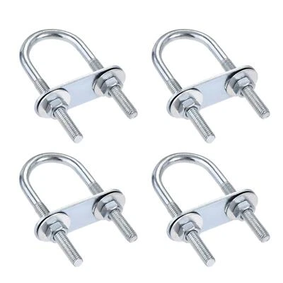 UXCELL 4 Sets Round U-Bolt 25mm Inner Width 70mm Length Steel M6 with Nut Plate Washer
