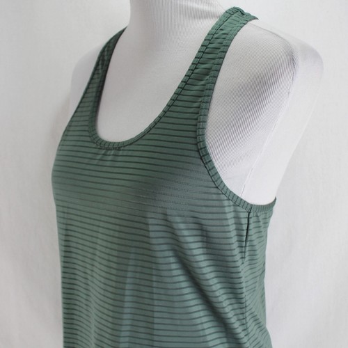 Camiseta sin mangas Zyia Active para mujer talla M verde a rayas transparentes espalda deportiva cuello redondo entrenamiento - Imagen 4 de 7