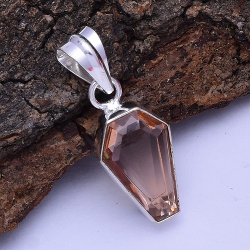 Splendid Morganita Piedra Preciosa 925 Plata de Ley Handmade Colgante 3.8cm - Imagen 3 de 3