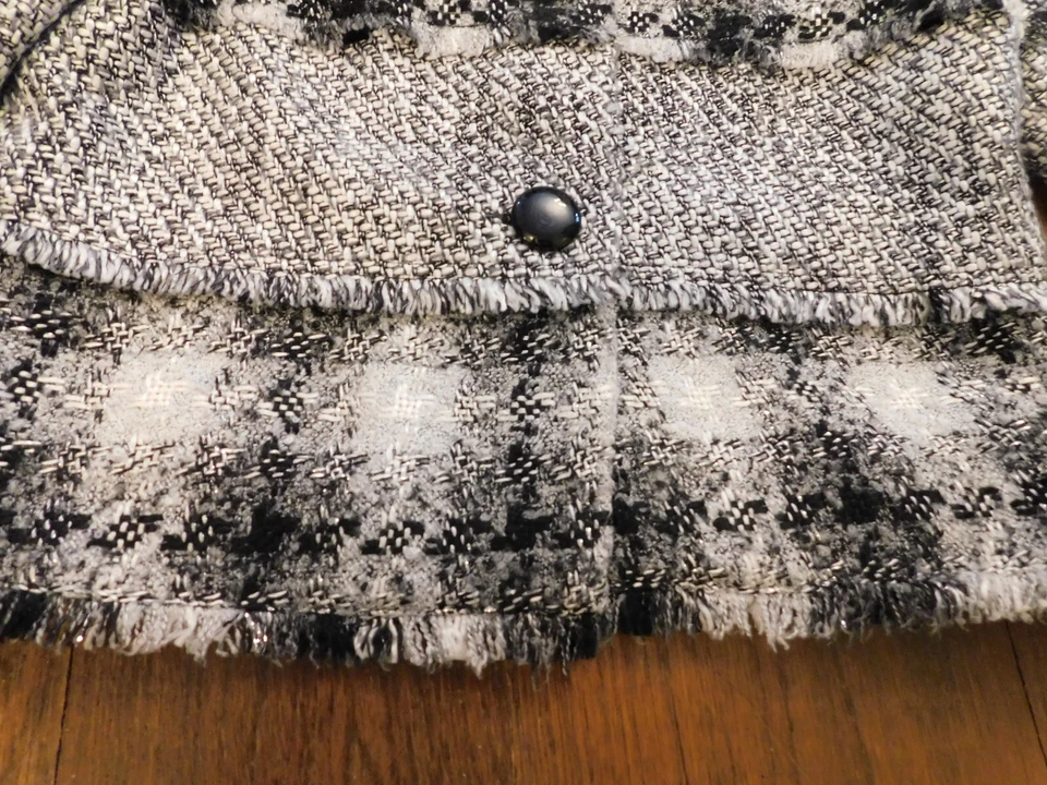 ruby road Metallic Gray black tweed Woven jacket 3/4 sleeves lined Fringe sz 10P - Image 3 of 4