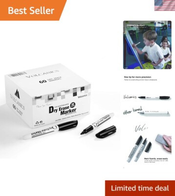 Versatile 60-Count Fine Tip Black Markers for Whiteboard and Calendar Use