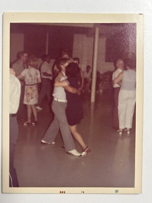 Vintage Snapshot Found Photo Couples Dancing Party Holiday 1970s 3.5 X 4.5