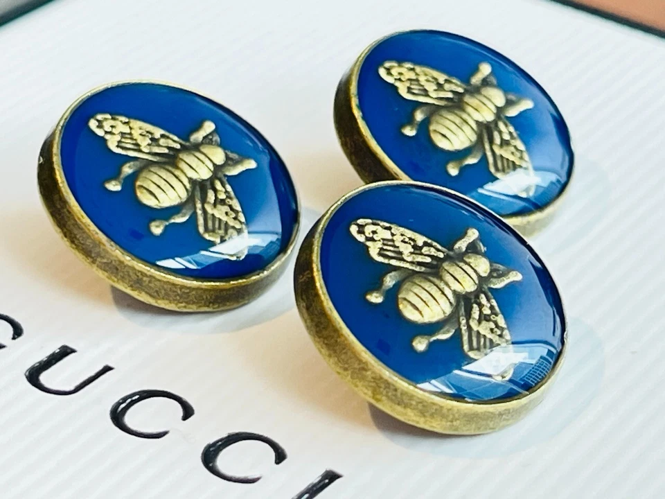 Gucci buttons 3 pcs metal 17 mm 0,7 inch metal Logo GG blue - Image 4 of 4