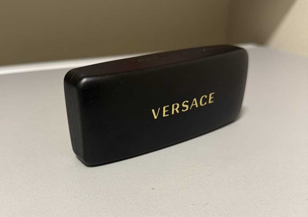 New Versace Black Glasses Case - Fits Optical Glasses w/ Cleaning Cloth