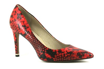 Kenneth Cole Damen-Pumps UK 6 & 7 rot Schlangenmuster hoher Absatz spitz zulaufend