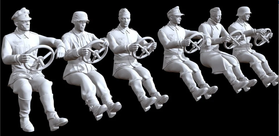 PEDDINGHAUS 3 D DRUCK Peddinghaus 3 D Impression 1/72 72F021 6 Figurines De Conducteurs Allemandes