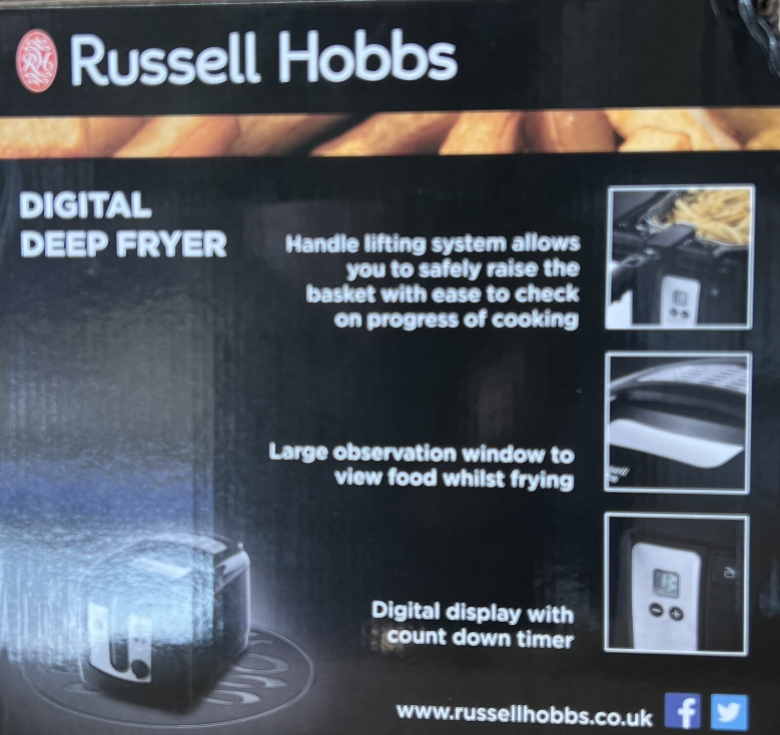 Russell Hobbs 24580 Digital Deep Fat Fryer 3L 2300W Black NEW