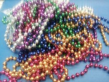 25 BEADS MARDI GRAS BEADS 33" METALLIC FESTIVE PARTY, ASSORT COLOR GOLD/RED