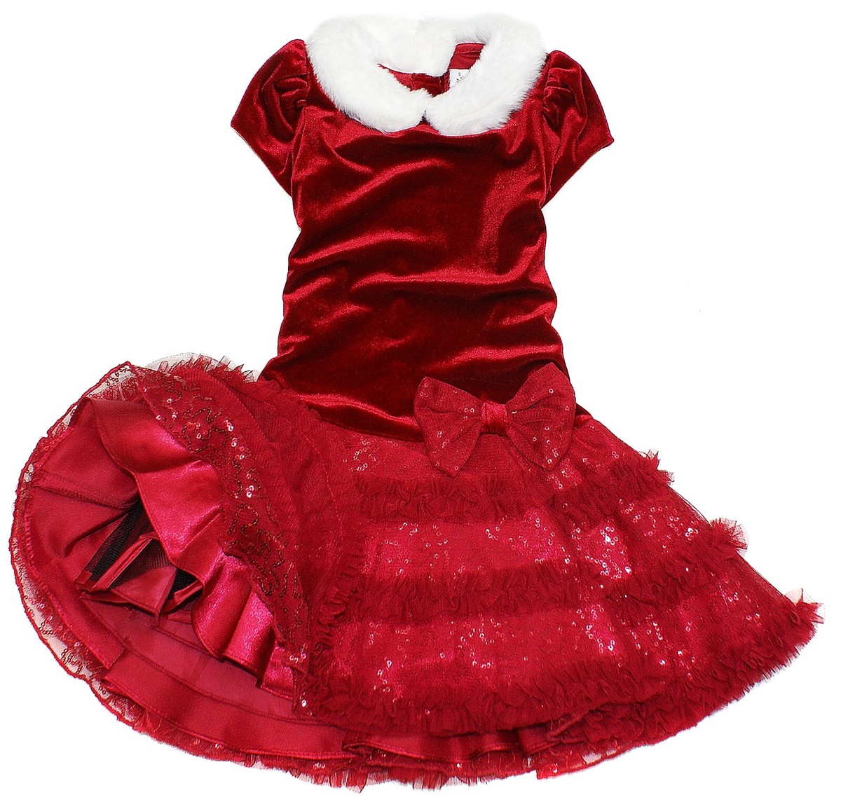 jona michelle christmas dress Jona Michelle ~ Red Velvet/Satin Sparkly Christmas Holiday Dress~ Fur  Collar~ 2T