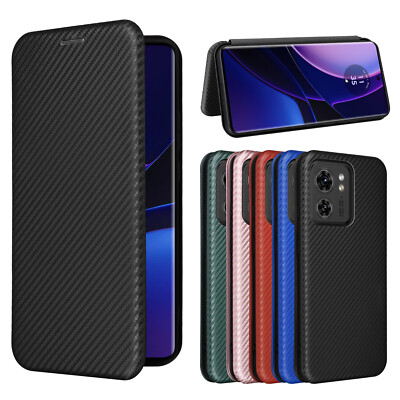 For Motorola Edge (2023), Luxury Wallet Carbon Fiber Business Cover Leather Case
