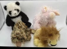 4 GANZ ANIMAL Lot PANDA PIG LION LEOPARD Plush Lil' Kinz