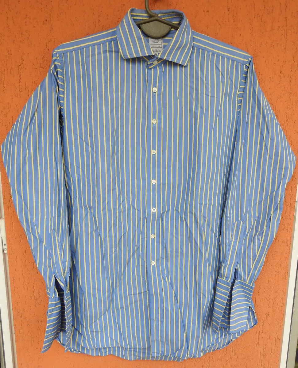 HACKETT London Sriped Cufflink Dress Shirt Long Sleeve Button-Up 15.5 M/L